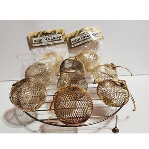 Wang's Set of 9 Gold Mesh Ball 3" Ornaments PLEASE READ